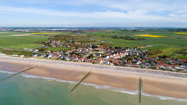 Aerial photography of Sangatte beach, France