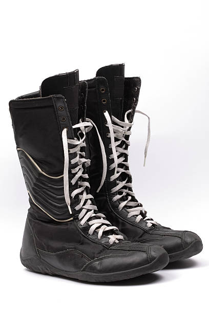 black boxing boots, isolated stock photo