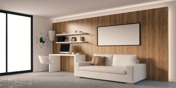 istock Living room with sofa and workdesk 957073128