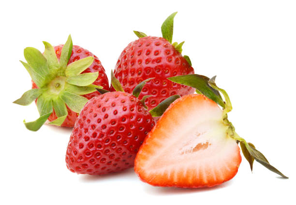 istock Strawberries isolated over white background 957073656