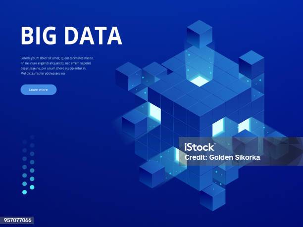 Isometric Digital Technology Web Banner Big Data Machine Learning Algorithms Analysis And Information Big Data Access Storage Distribution Information Management And Analysis Stock Illustration - Download Image Now