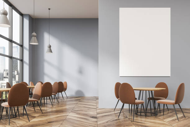 istock Light gray coffee shop interior, poster 957080974