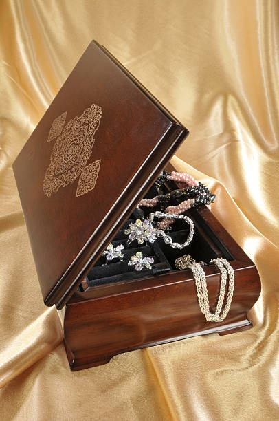istock Wooden box with jewelry 95708176