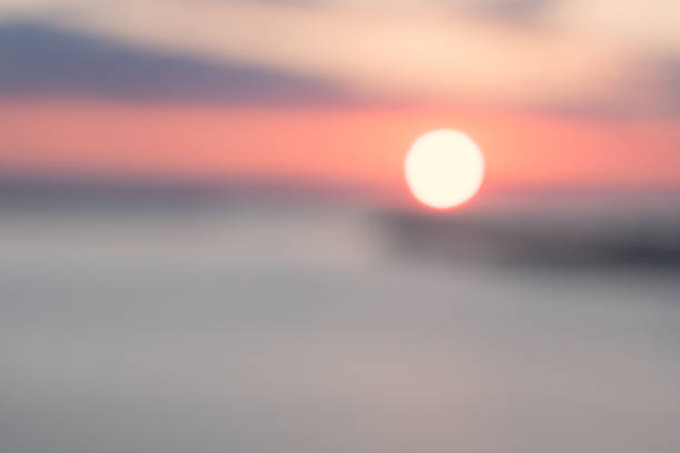 Blurry photo of sunset warm pleasant colors. stock photo