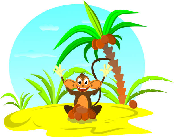 Happy monkey vector art illustration