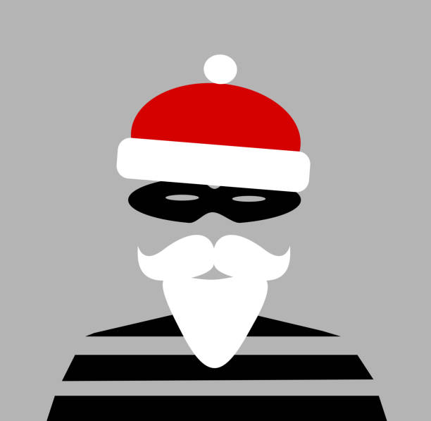 burglar santa hat burglar wearing Santa hat and beard cartoon burglar stock illustrations