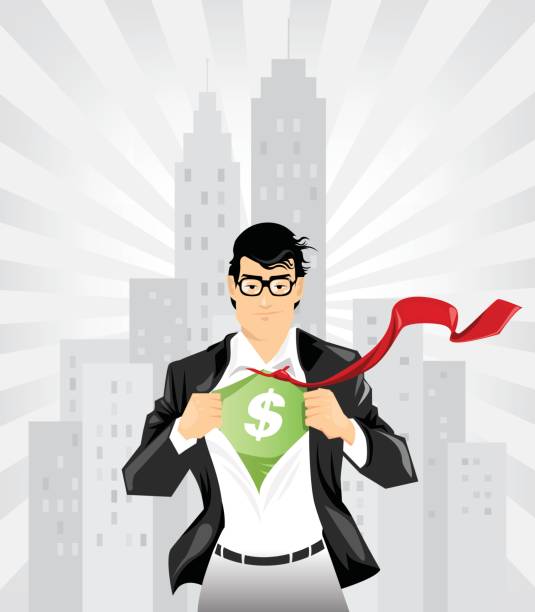 Super businessman with dollar sign undershirt vector art illustration