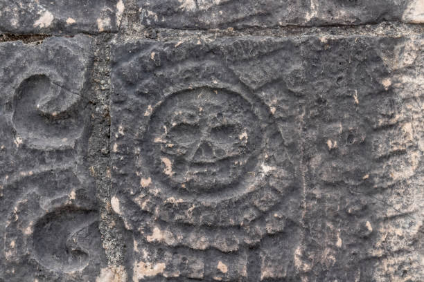 istock Skull in flower on Mayan wall 957097460