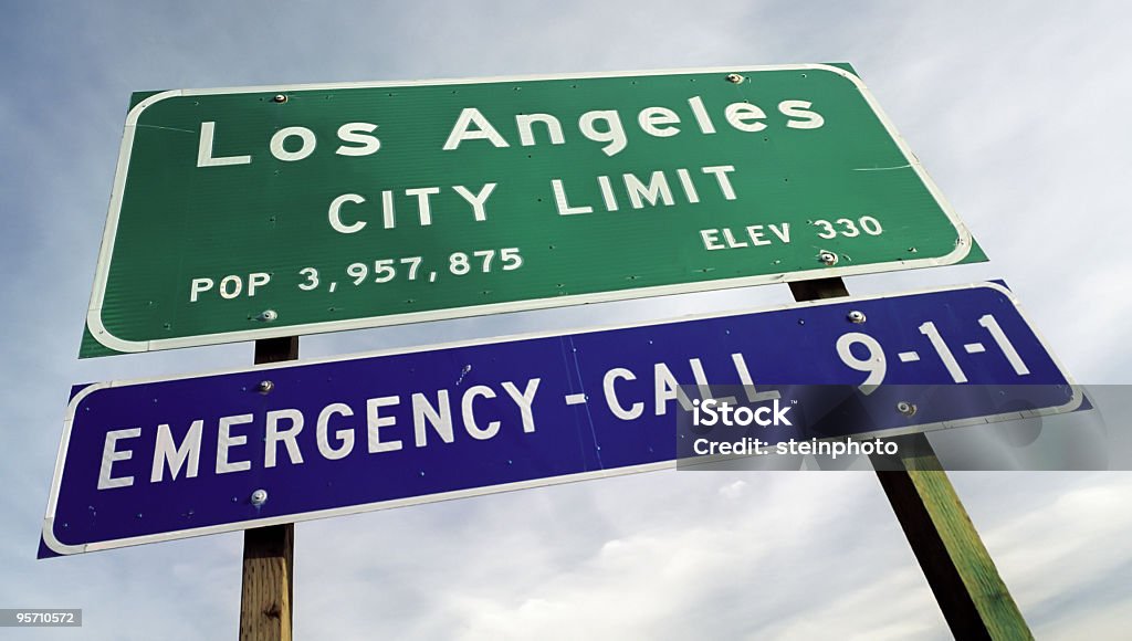 Placa de Limite da cidade de Los Angeles - Foto de stock de Azul royalty-free