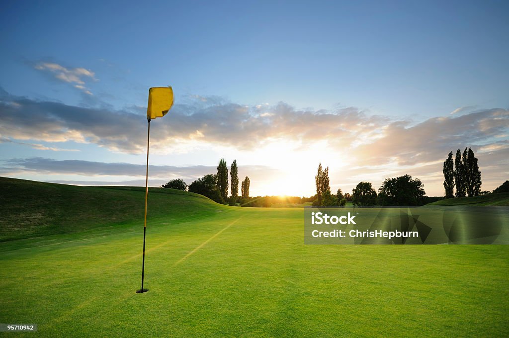 Sunset over the 18th  Golf Stock Photo