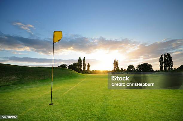 Sunset Over The 18th Stock Photo - Download Image Now - Golf, Golf Course, Hole