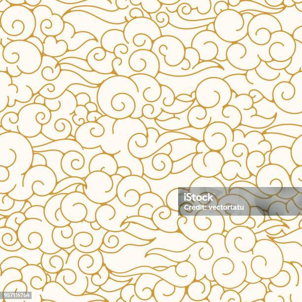Oriental Clouds Pattern Stock Illustration - Download Image Now - Pattern, Cloud - Sky, Chinese Culture