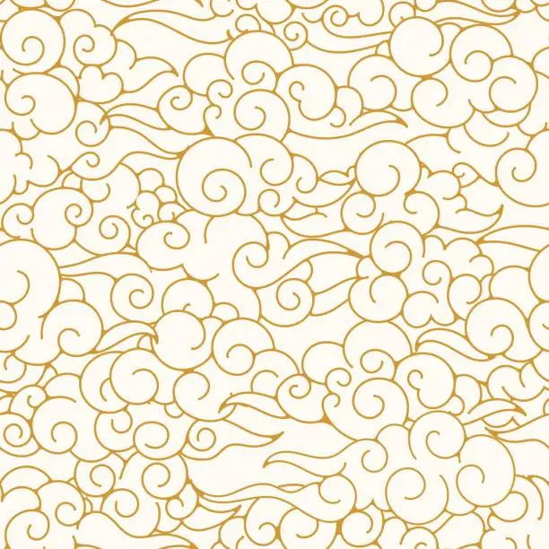Vector illustration of Oriental clouds pattern