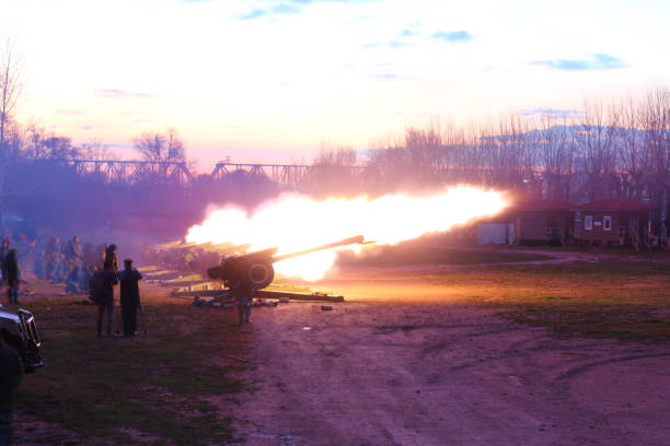 istock Battle scene with Artillery guns. 957116326
