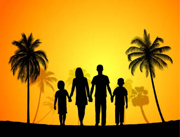 Vector illustration of Family on the Beach