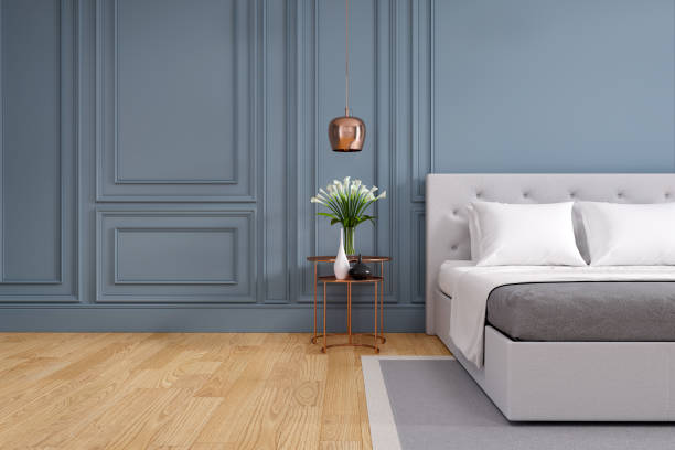 istock Modern and vintage bedroom design,Cozy gray room concept ,3d rendering 957131020