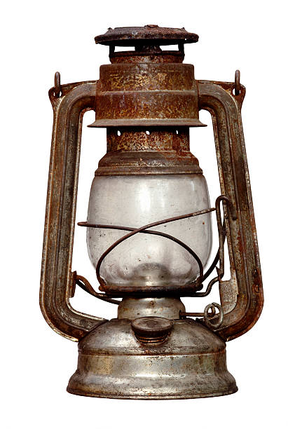 istock Silver tarnished oil lamp on a white background 95713194