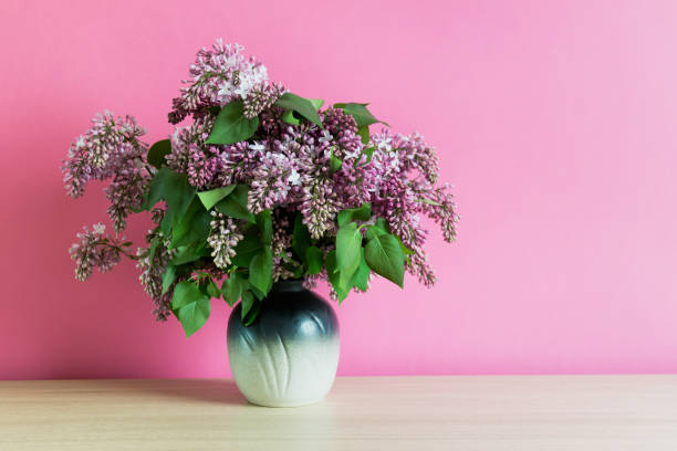 istock Bouquet of lilacs on pink background 957134772