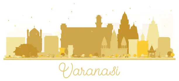 Vector illustration of Varanasi City skyline Golden silhouette.