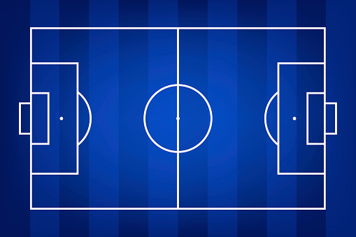 Football field or soccer field background. Vector blue court for create game.