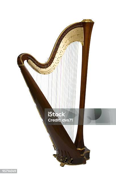 Photo libre de droit de Harpe banque d'images et plus d'images libres de droit de Harpe - Harpe, Objet ou sujet détouré, Blanc