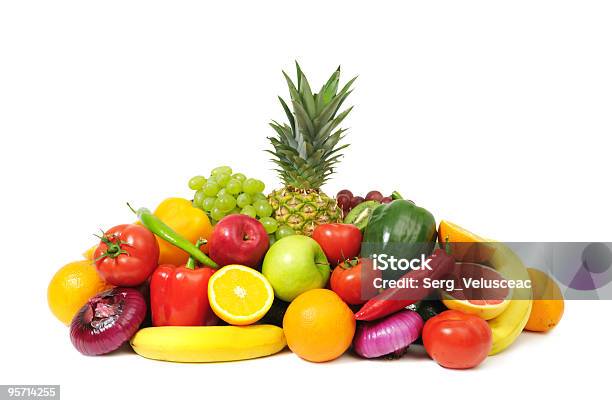 Frisches Obst Und Gemüse Stockfoto und mehr Bilder von Ananas - Ananas, Apfel, Banane