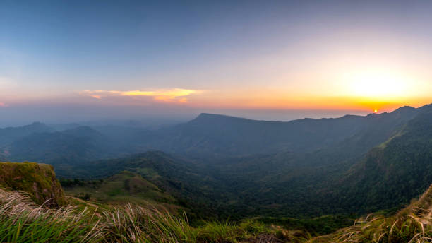 istock panoramic landscape beautiful mountain on sunset background and nature mist on forest , panorama Thailand 957145366
