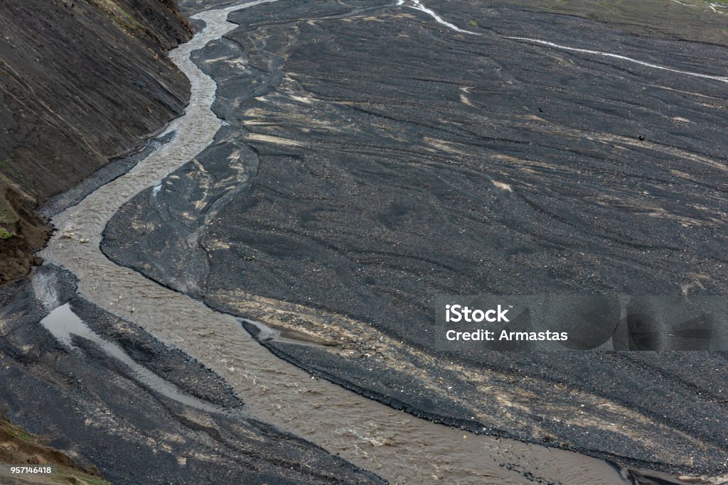 River bed of high mountain river Arctic Stock Photo