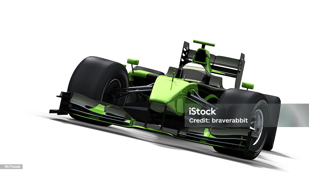 race car on white - black &amp; green  Racecar Stock Photo