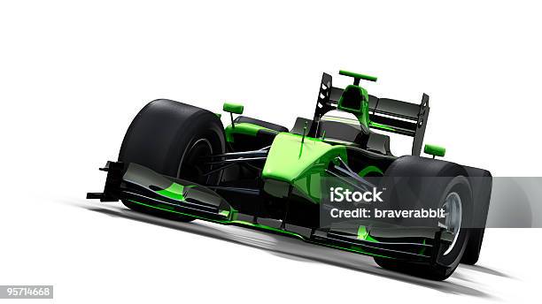 Race Car On White Black Amp Green Stock Photo - Download Image Now - Racecar, Cut Out, White Background