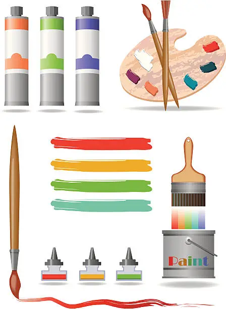Vector illustration of paint and brushes
