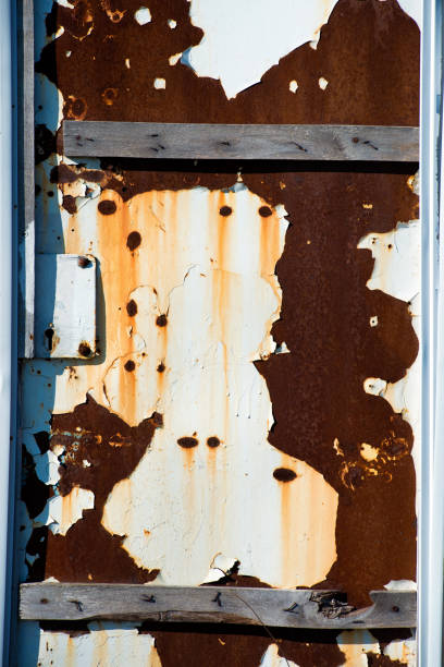 Old and dirty steel sliding doors texture background