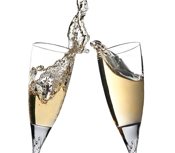 istock Celebration toast with pair of champagne flutes 95716074