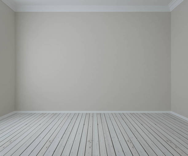 istock Empty bright interior with a wooden light floor. 3D illustration 957162406