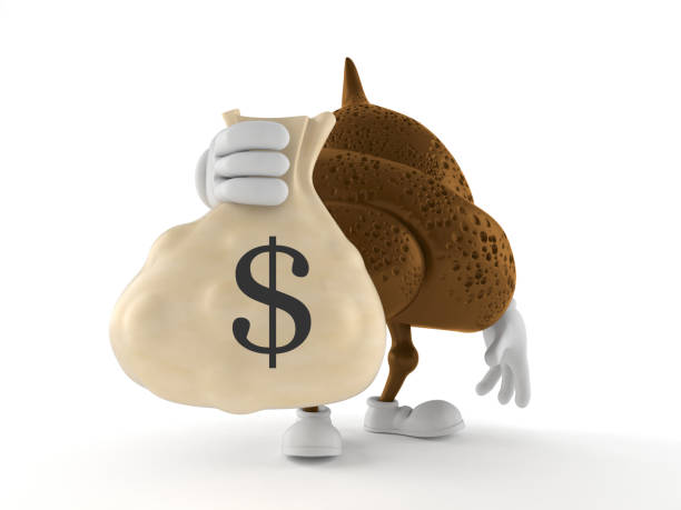 istock Poop character holding money bag 957163188