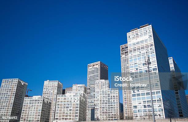 Blue Widok Centralnej Dzielnicy Biznesowej Pekinu Skyline - zdjęcia stockowe i więcej obrazów Architektura