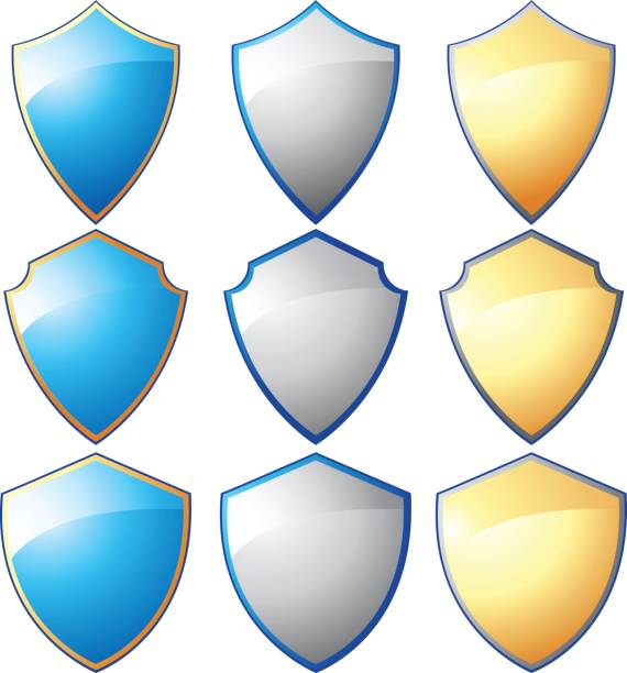 Nine Shields vector art illustration