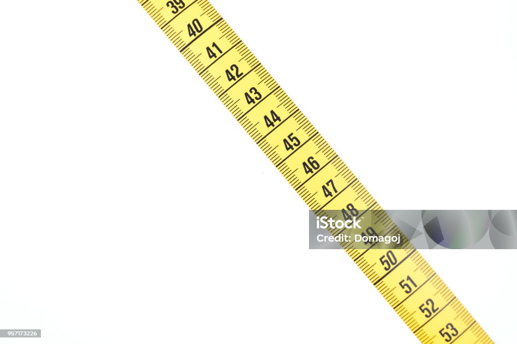 Yellow Sewing Measuring Tape On White Background Stock Photo - Download  Image Now - Accuracy, Centimeter, Close-up - iStock