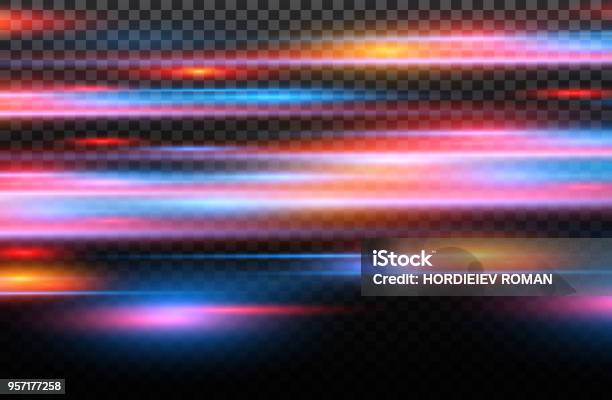 Vector Red And Blue Special Effect Luminous Stripes On A Transparent Background Beautiful Glow Glow And Sparkparticle Motion Effect Stock Illustration - Download Image Now