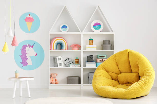 istock Colorful scandi kid's room interior 957178648