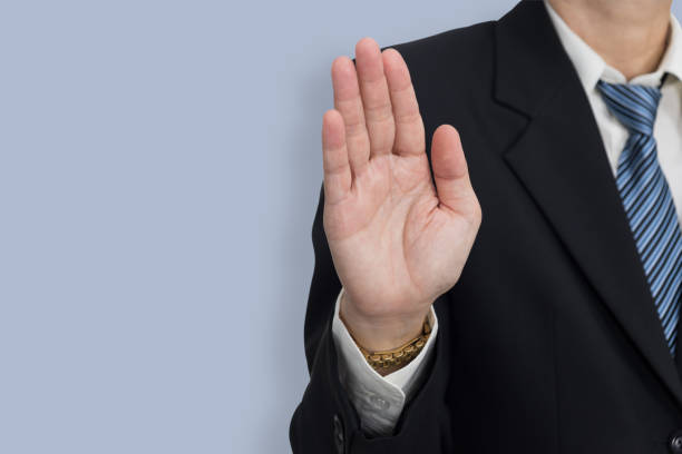istock Businessmen show hand as a stop sign. 957181992