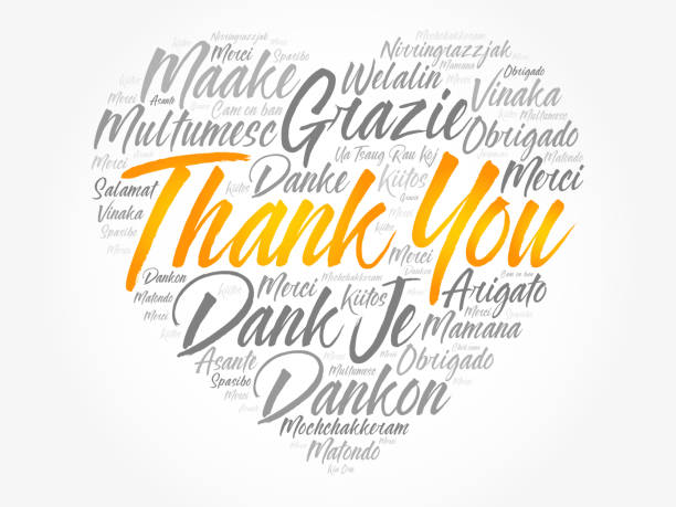 thank you love heart word cloud - thank you angielski zwrot stock illustrations