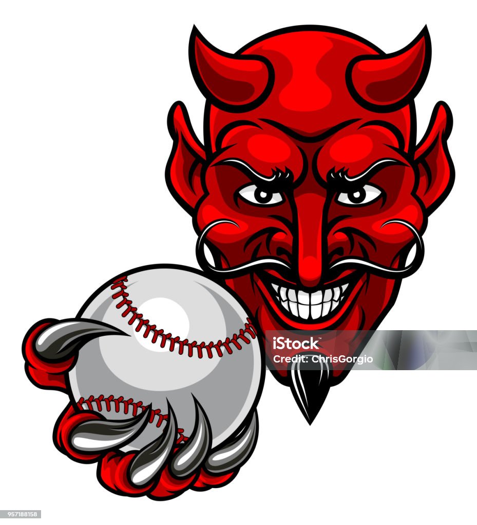 Devil Baseball Vector Devil Baseball Sports Mascot Stock Illustration - Download Image Now ...