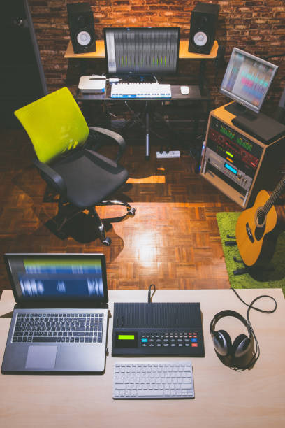 istock digital home studio, recording studio, post production, film editing studio, sound studio interior 957202806