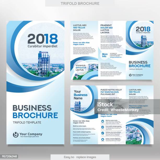 Business Brochure Template In Tri Fold Layout Stock Illustration - Download Image Now - Brochure, Template, Tri-Fold Brochure