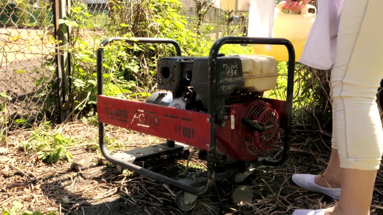 adding gasoline to the generator