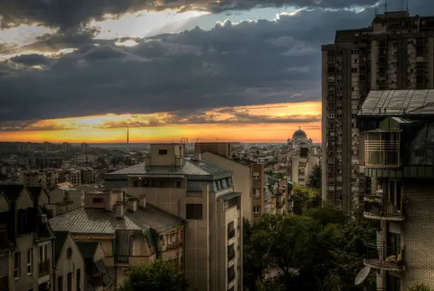 Photo of Belgrade panorama at sunset