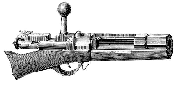 ilustrações, clipart, desenhos animados e ícones de rifle de sistema mauser - illustration and painting rifle hunting old fashioned