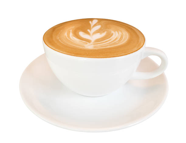 istock Hot coffee latte art isolated on white background, clipping path included 957214122