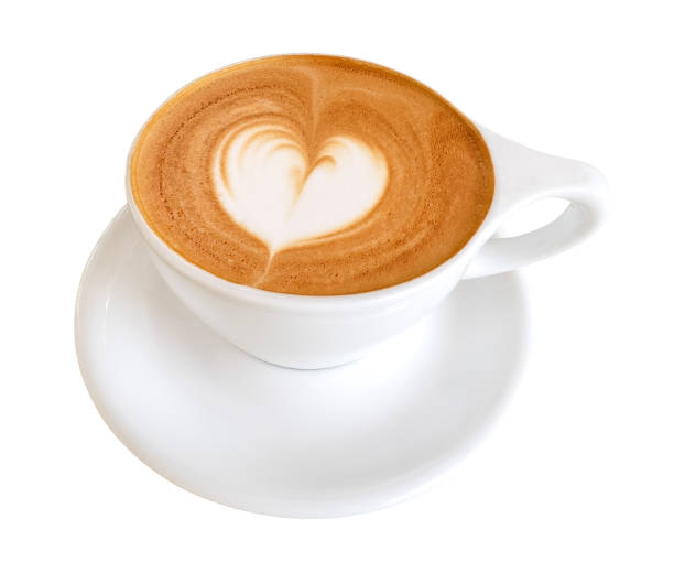 istock Hot coffee latte art heart shape isolated on white background, clipping path included 957214250